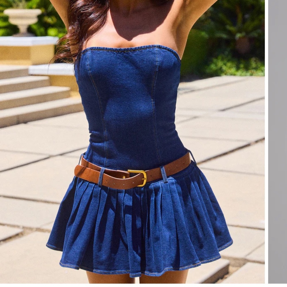 NWT Windsor Flirt Factor Belted Denim Dress - Picture 2 of 8